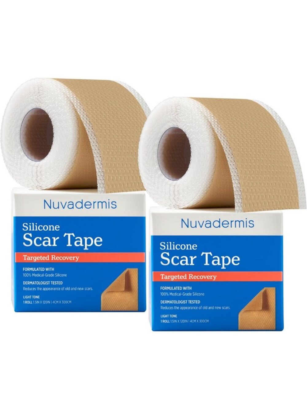 Silicone Scar Tape for Surgical Scars - 10ft Roll, 2 Pack, Lightweight